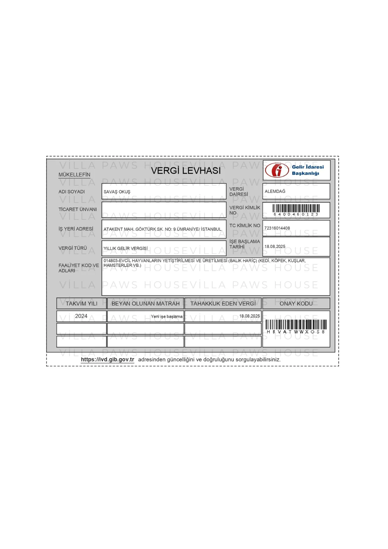VERGİ LEVHASI